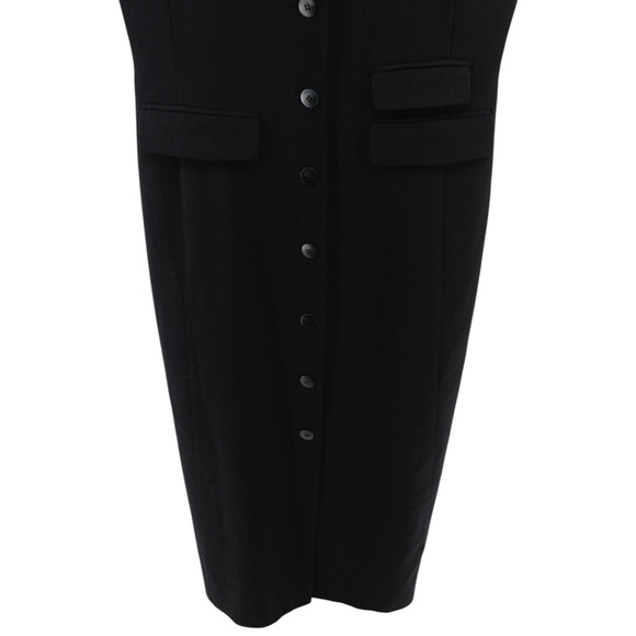 Vintage Y2K Ann Taylor Black Maxi Dress Button up Old Money Capsule 100% Wool 2 - Picture 4 of 10